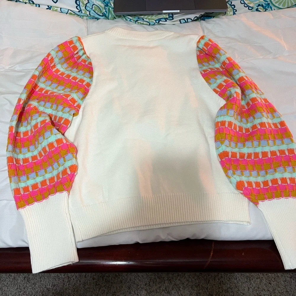THML Cream Sweater with Vibrant Sleeves - Picture 2 of 3